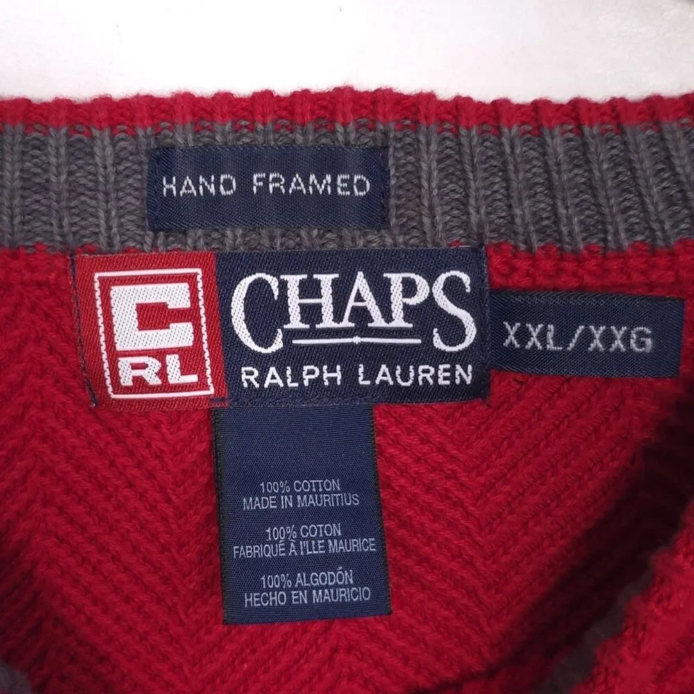 Vintage CHAPS RALPH LAUREN Cotton Chevron Knit Sweater XXL Hand‎ Framed 506210